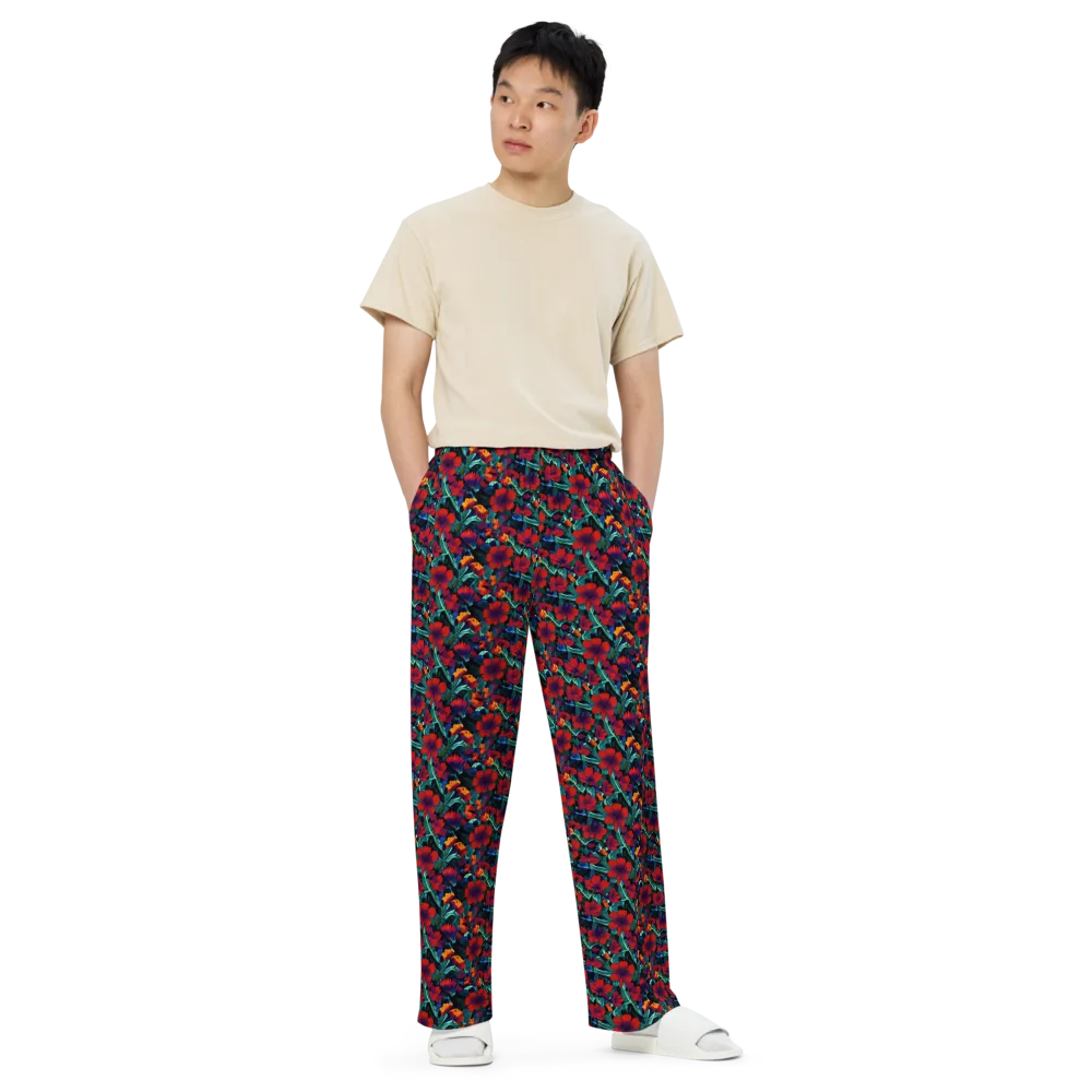 Crimson Jungle on Wide-Leg Pants — Front