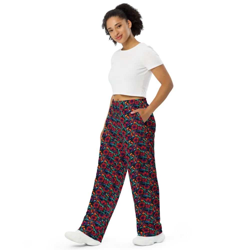 Crimson Jungle on Wide-Leg Pants — Left Front