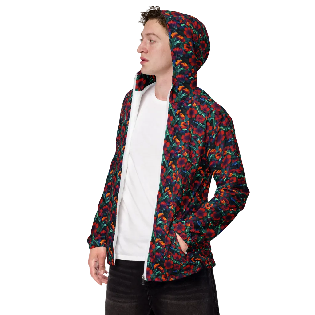 Crimson Jungle on Men's Windbreaker — Left Front