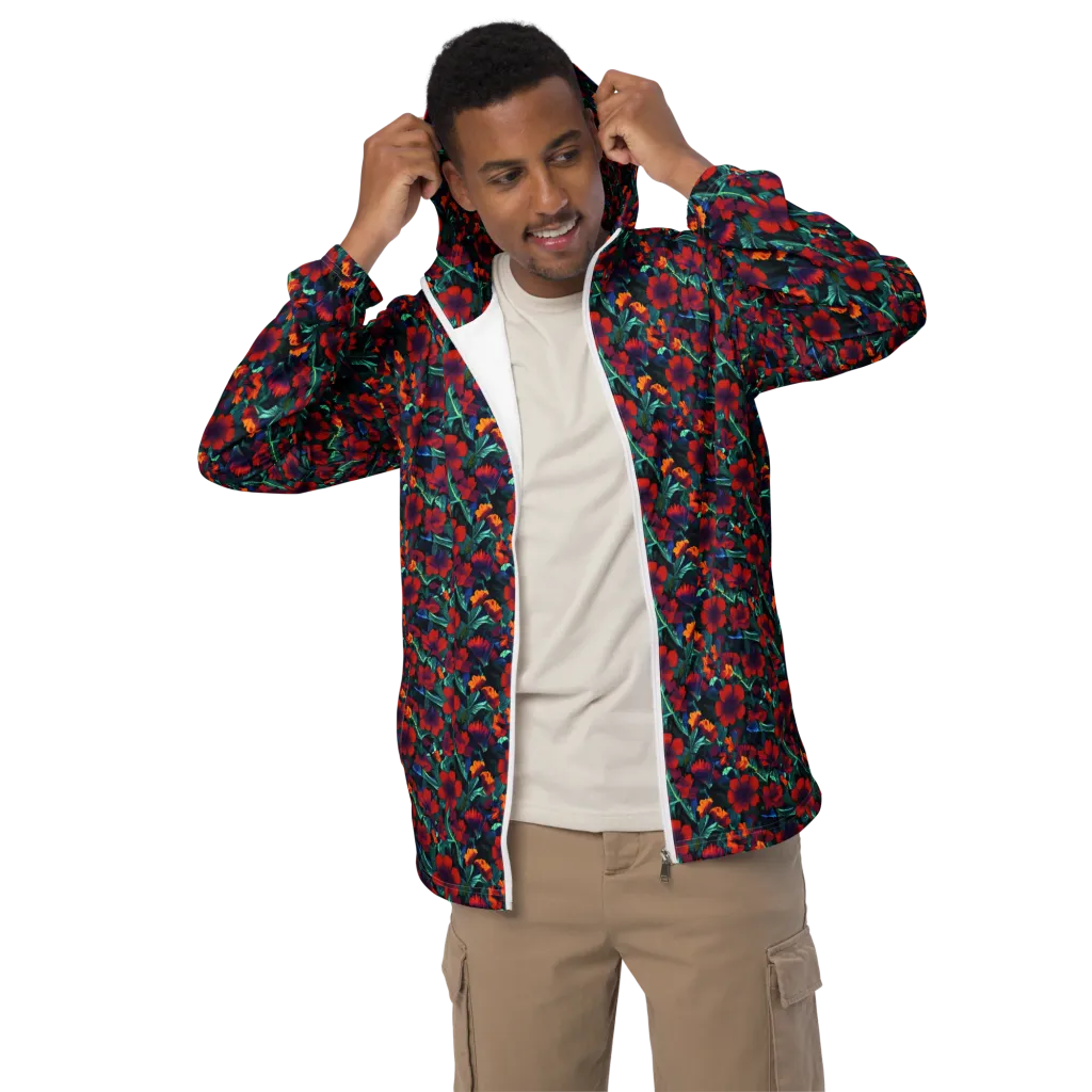 Crimson Jungle on Men's Windbreaker — Front
