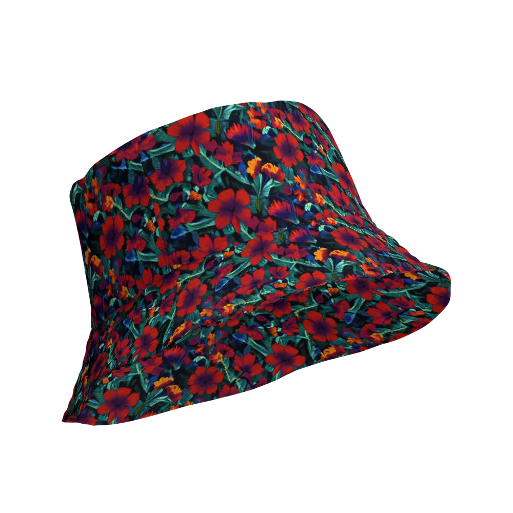 Crimson Jungle on Reversible Bucket Hat — Product details Outside