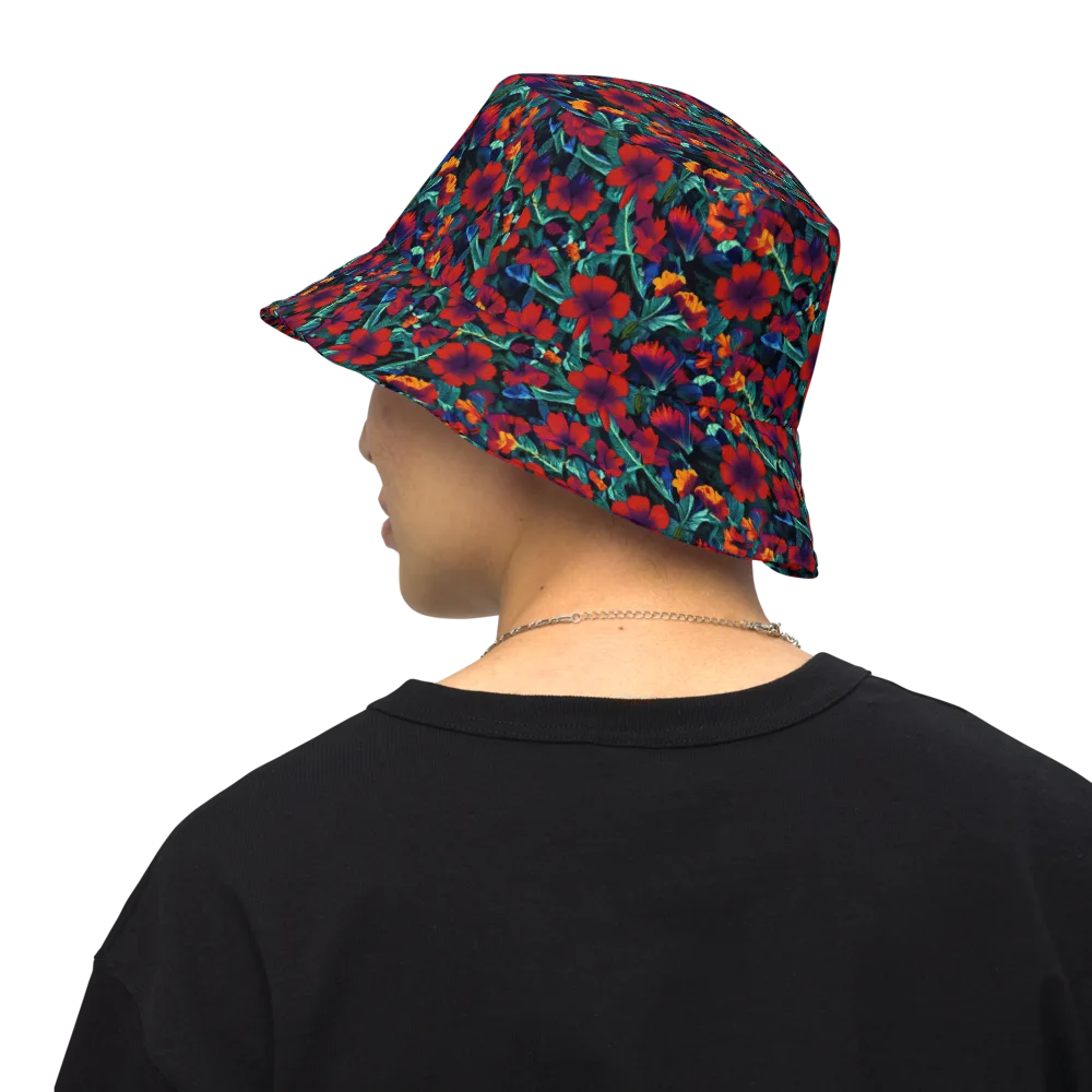 Crimson Jungle on Reversible Bucket Hat — Back Inside