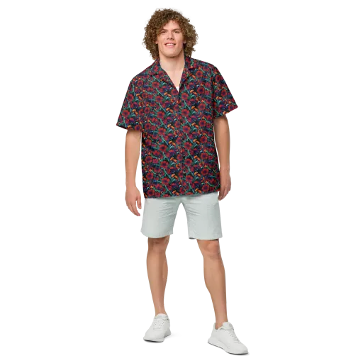 Crimson Jungle on a Button Shirt