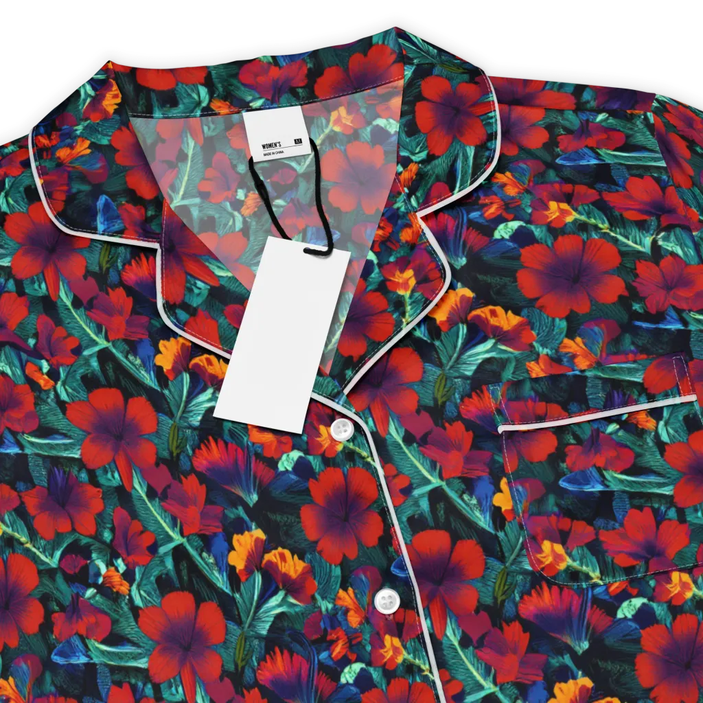 Crimson Jungle on Women's Short Sleeve Pajama Top — Product details