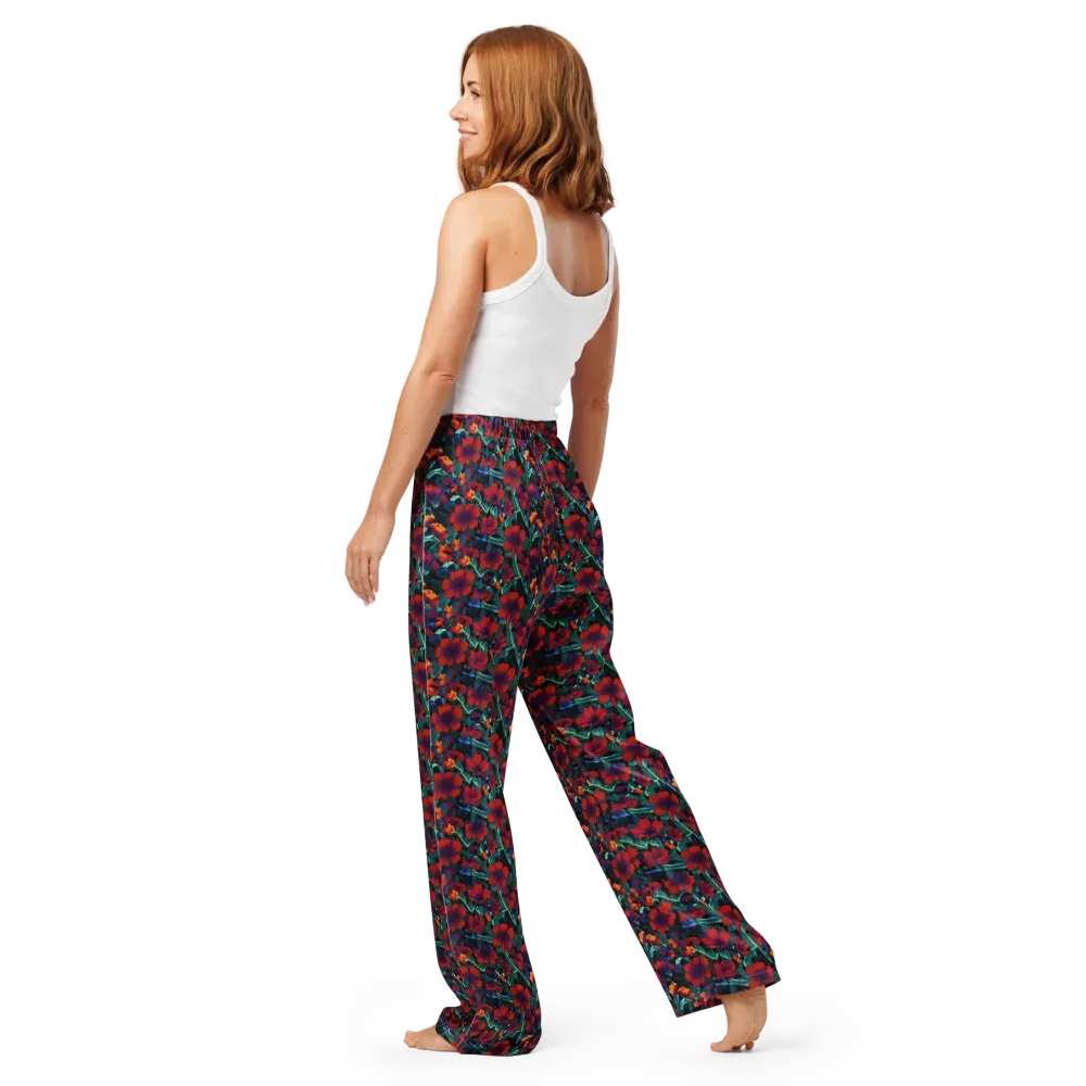 Crimson Jungle on Women's Pajama Pants — Back