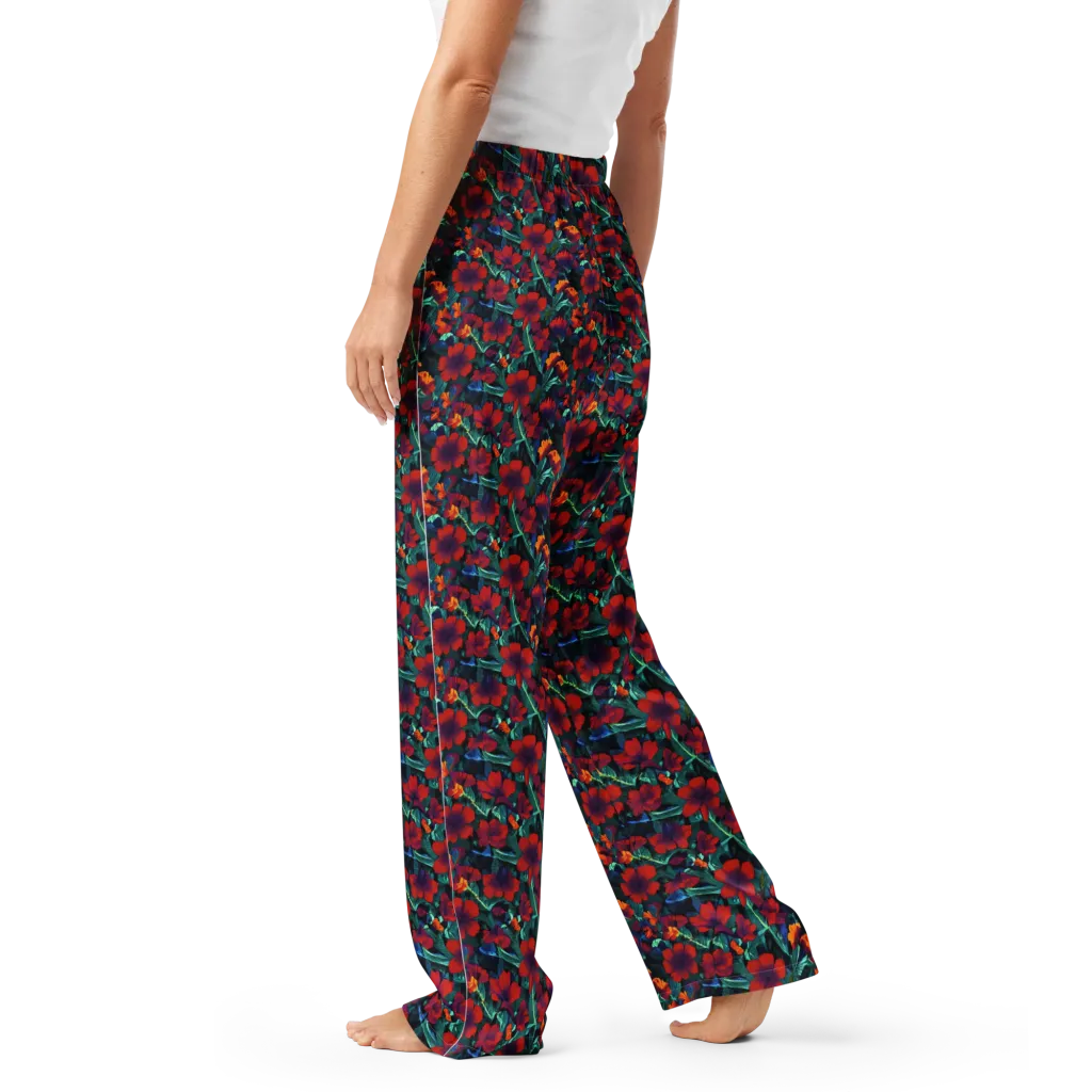 Crimson Jungle on Women's Pajama Pants — Left