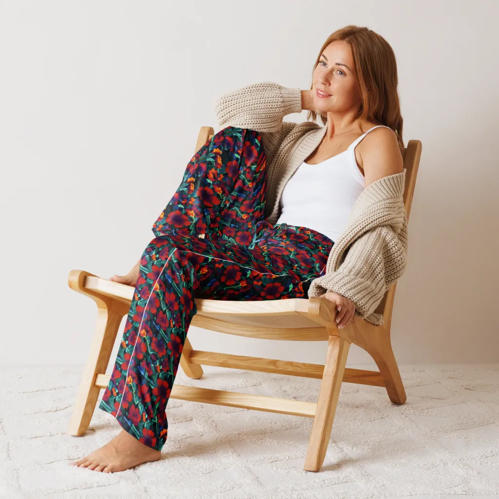 Crimson Jungle on Women's Pajama Pants — Front