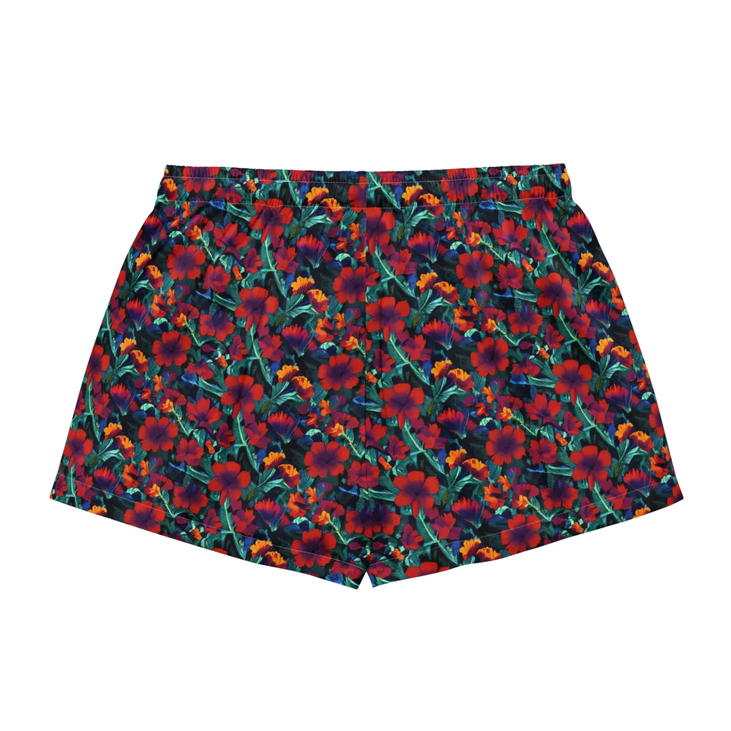 Crimson Jungle on Women's Pajama Shorts — Back