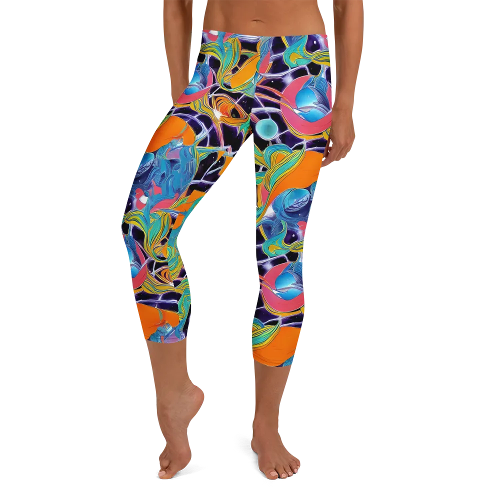 Prism Comet on Capri Leggings — Front