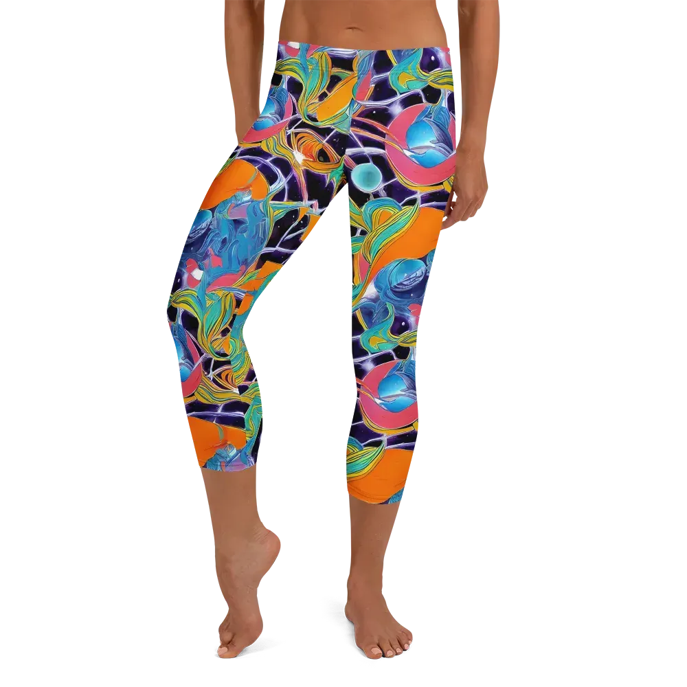 Prism Comet on Capri Leggings — Front
