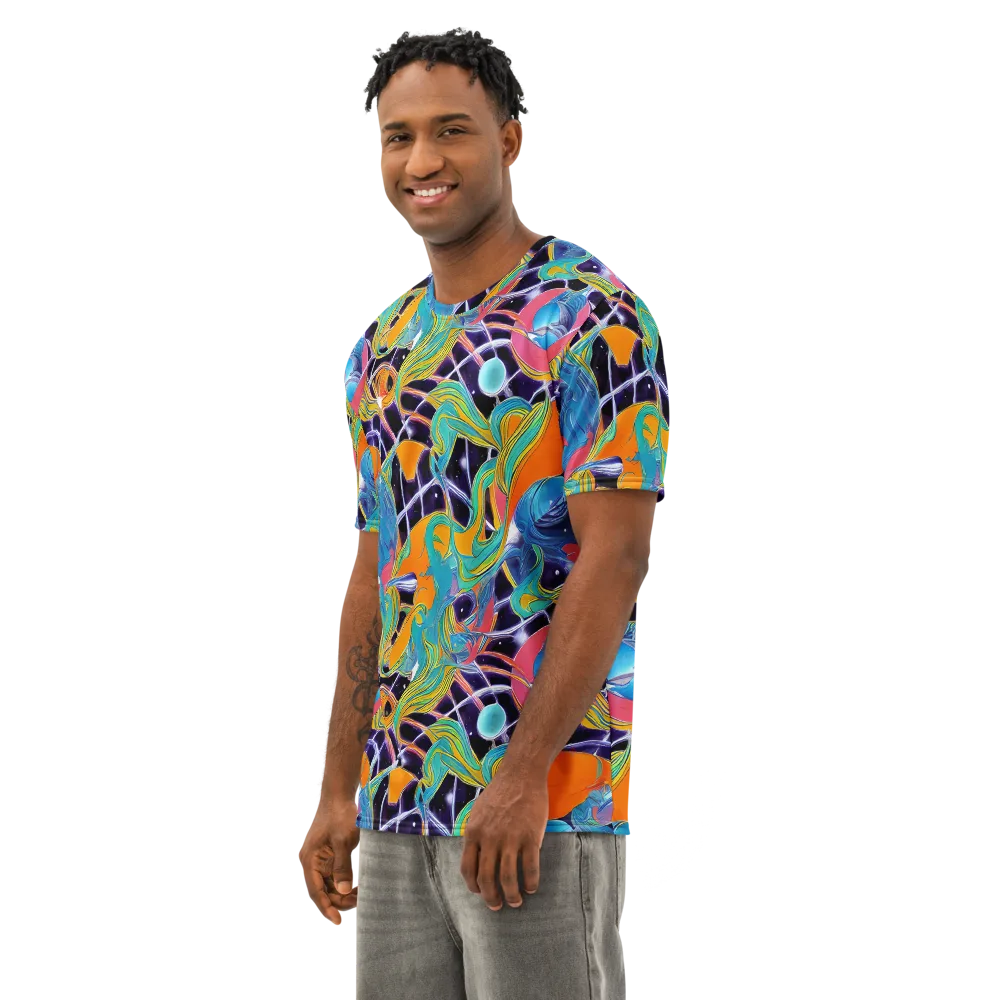 Prism Comet on Men's Cotton Crew Neck T-Shirt — Left Front
