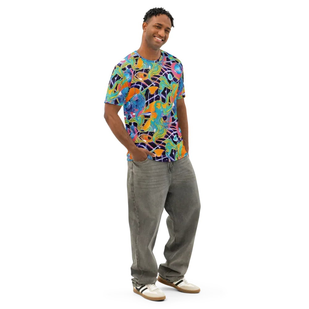 Prism Comet on Men's Cotton Crew Neck T-Shirt — Right Front