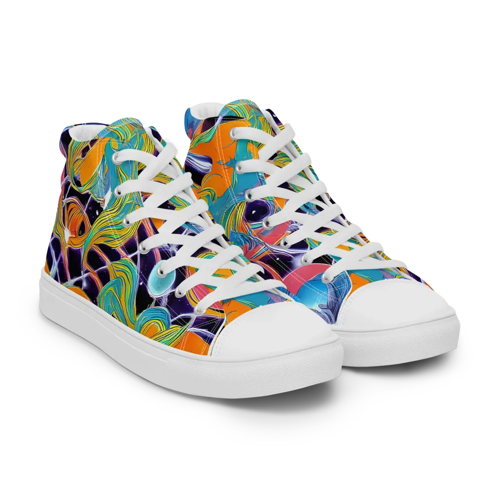 Prism Comet on Women's High Top Canvas Shoes — Right Front