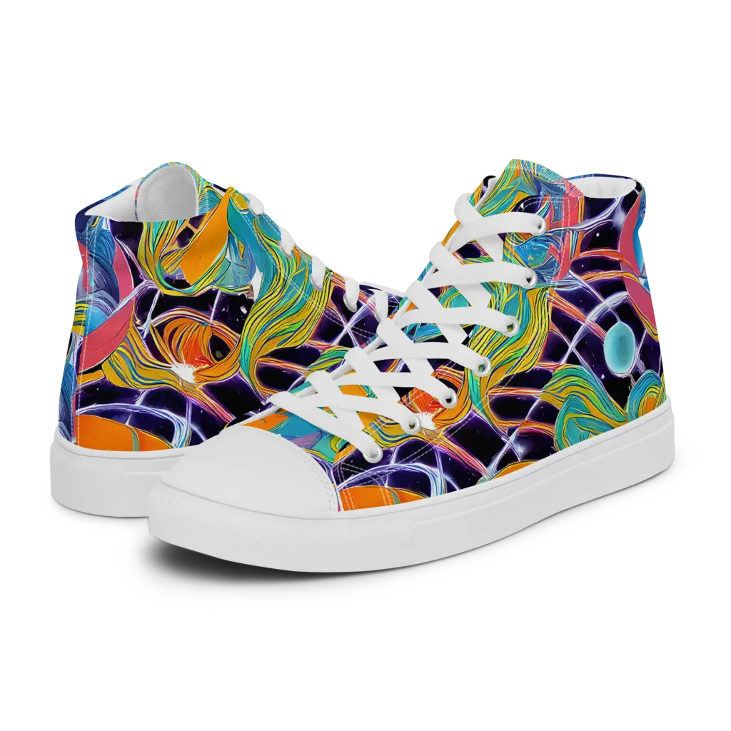 Prism Comet on Women's High Top Canvas Shoes — Left