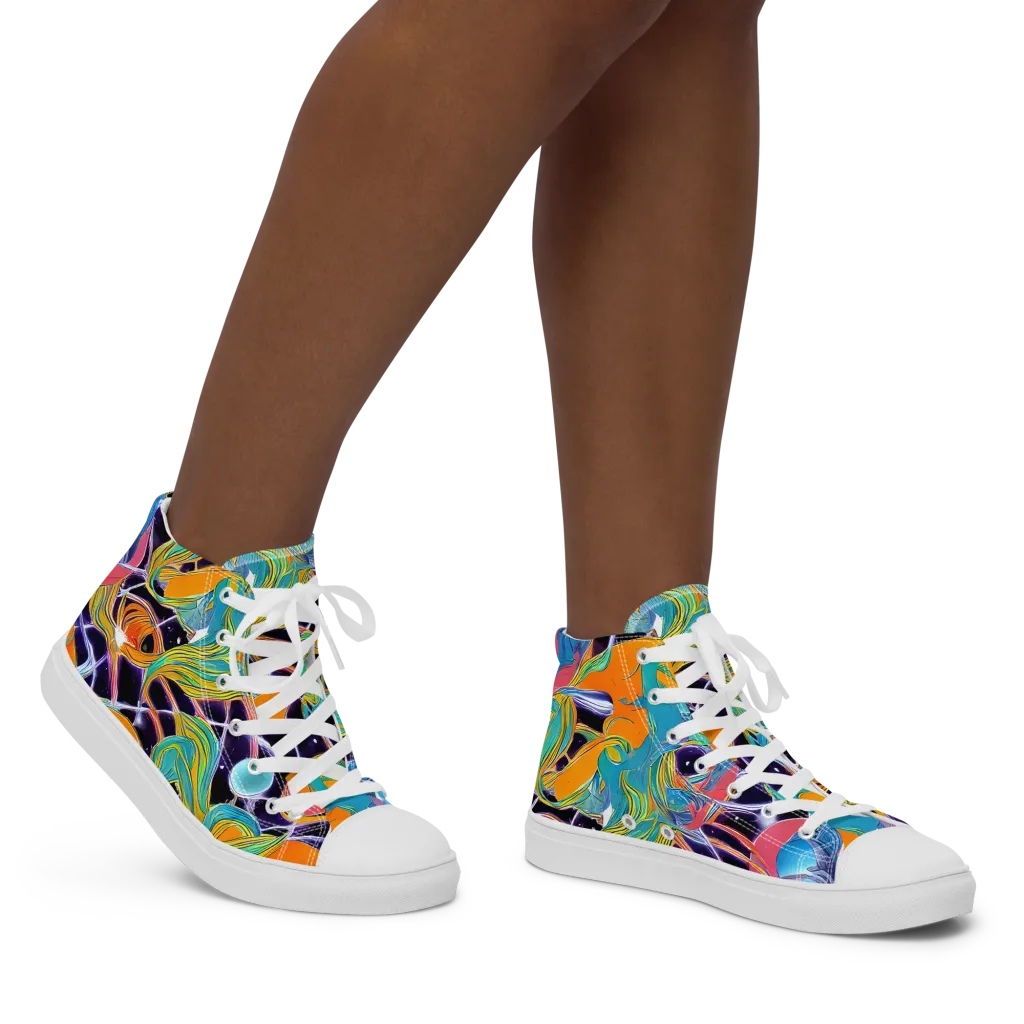 Prism Comet on Women's High Top Canvas Shoes — Right