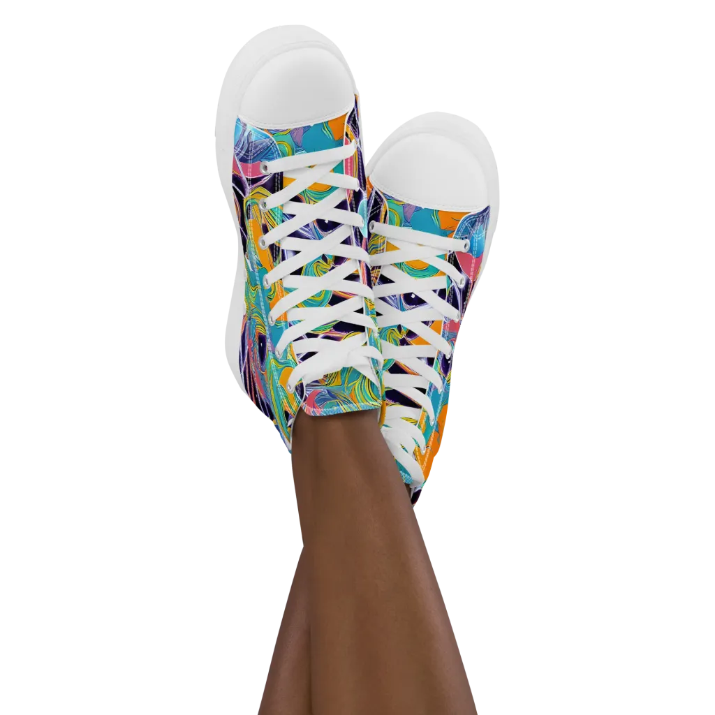Prism Comet on Women's High Top Canvas Shoes — Front