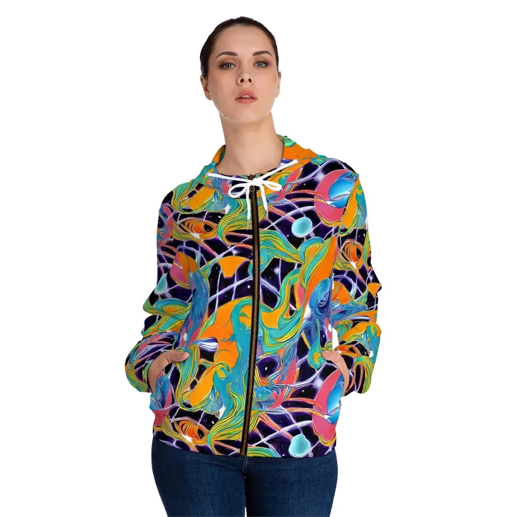 Prism Comet on Women's Full-Zip Hoodie — Front On Person