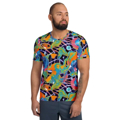 Prism Comet on a Men's Athletic T-Shirt