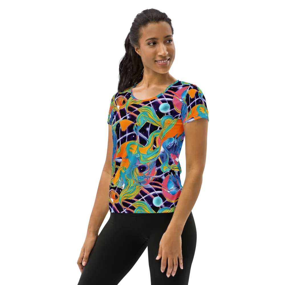 Prism Comet on Women's Athletic T-Shirt — Left