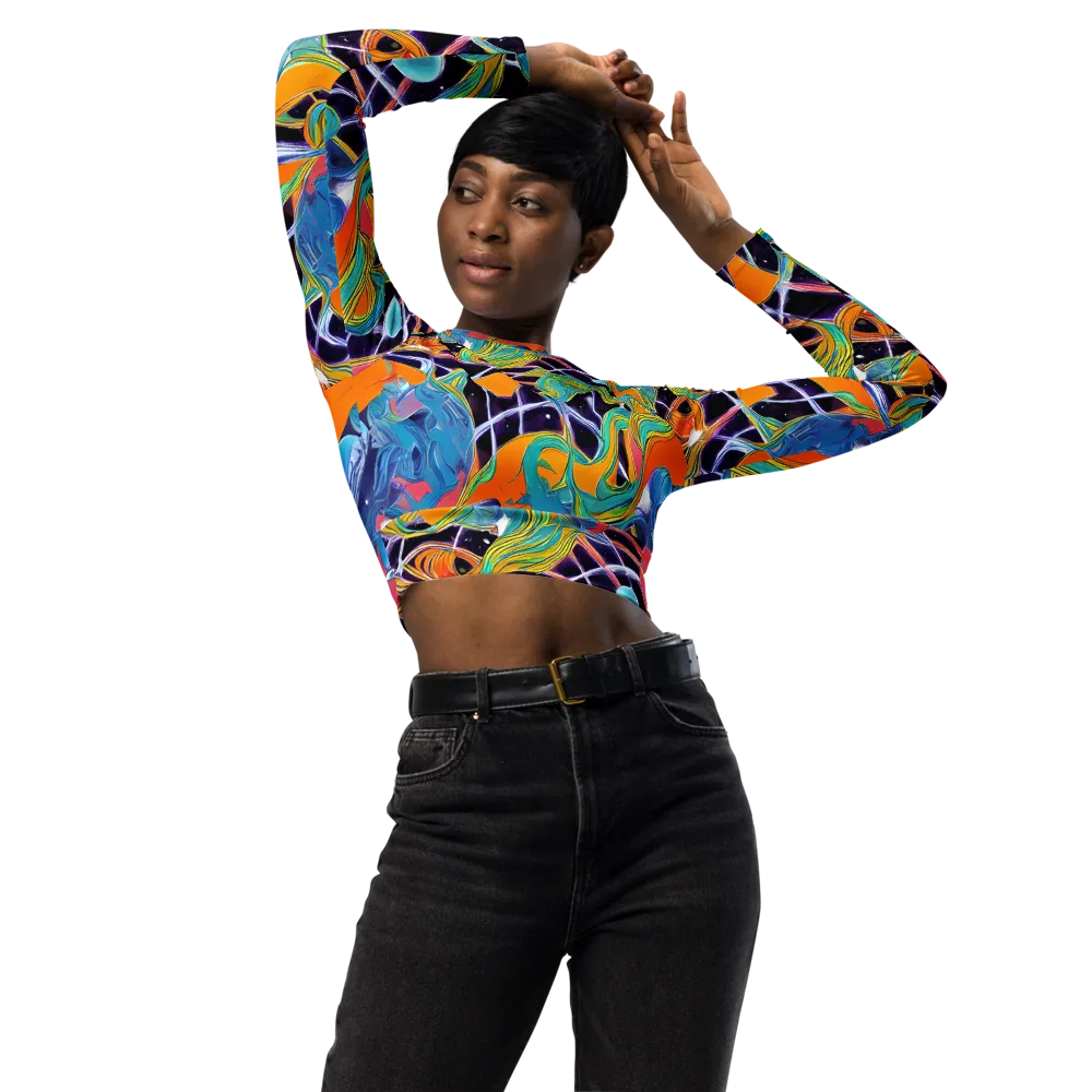 Prism Comet on Long Sleeve Crop Top — Front