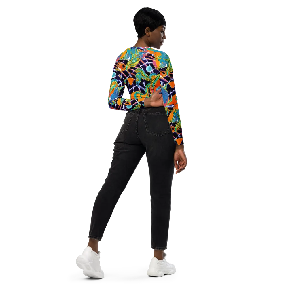 Prism Comet on Long Sleeve Crop Top — Right Back