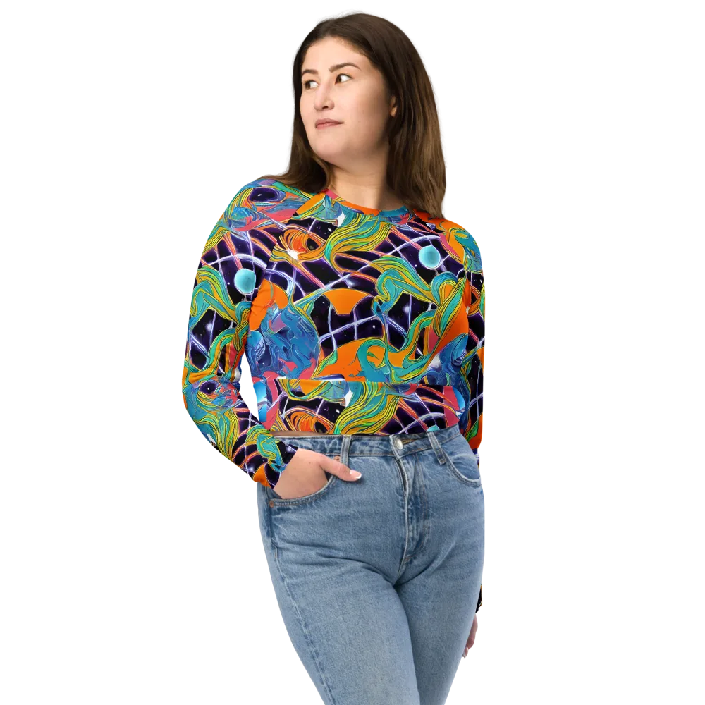 Prism Comet on Long Sleeve Crop Top — Front