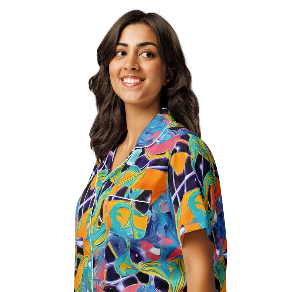 Prism Comet on Women's Short Sleeve Pajama Top — Left Front