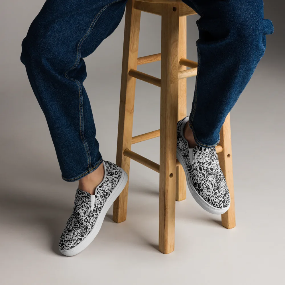 Blackcurrent on Men's Slip-On Canvas Shoes — Front