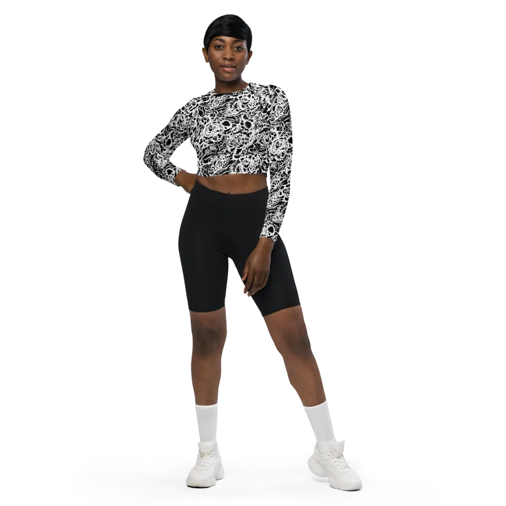 Blackcurrent on Long Sleeve Crop Top — Front