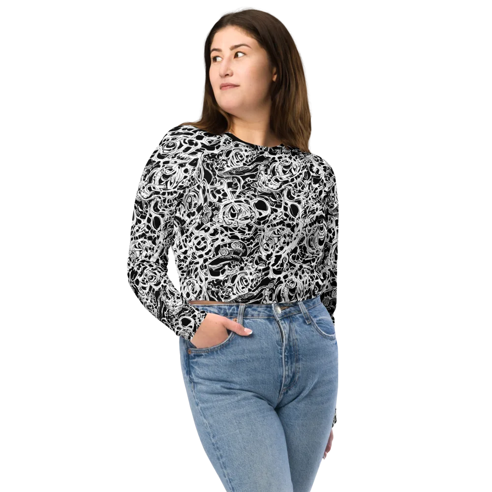 Blackcurrent on Long Sleeve Crop Top — Front