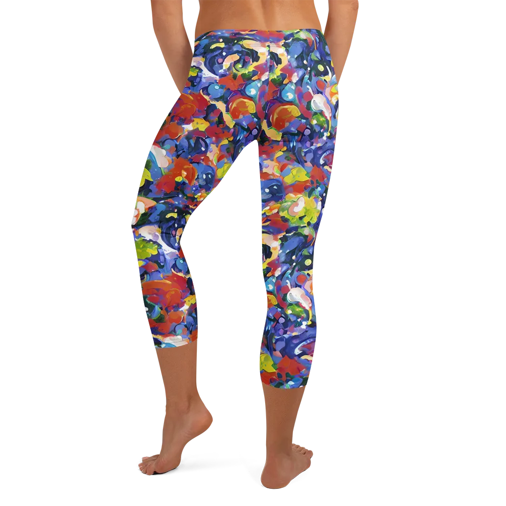Neon Abstract on Capri Leggings — Back