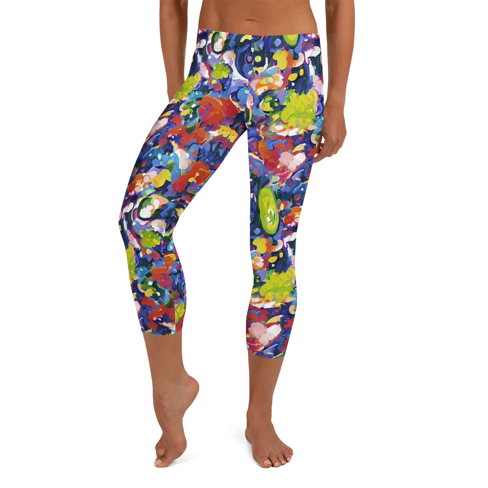 Neon Abstract on Capri Leggings — Front