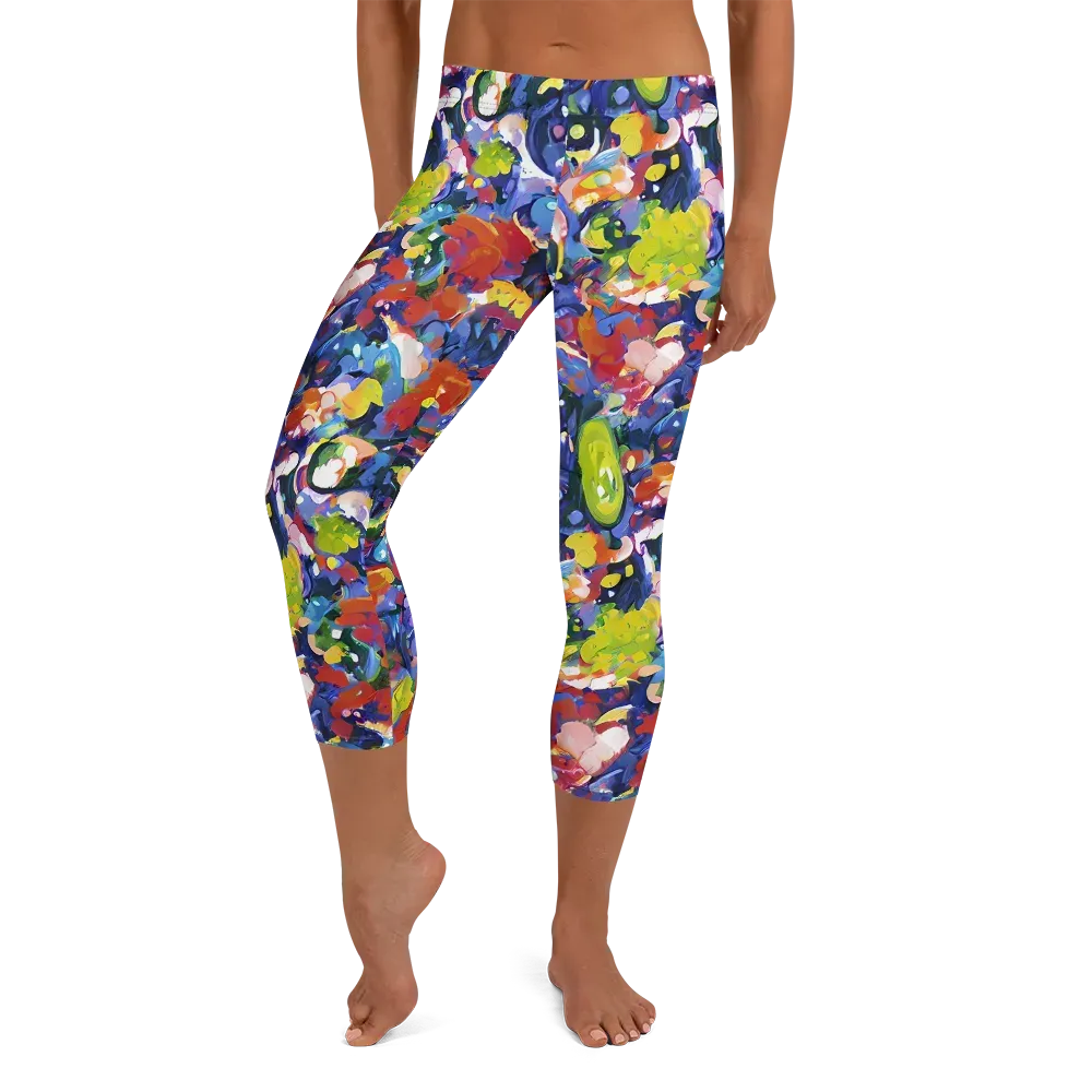 Neon Abstract on Capri Leggings — Front