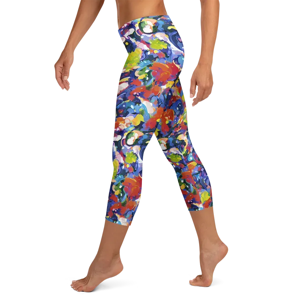 Neon Abstract on Capri Leggings — Left