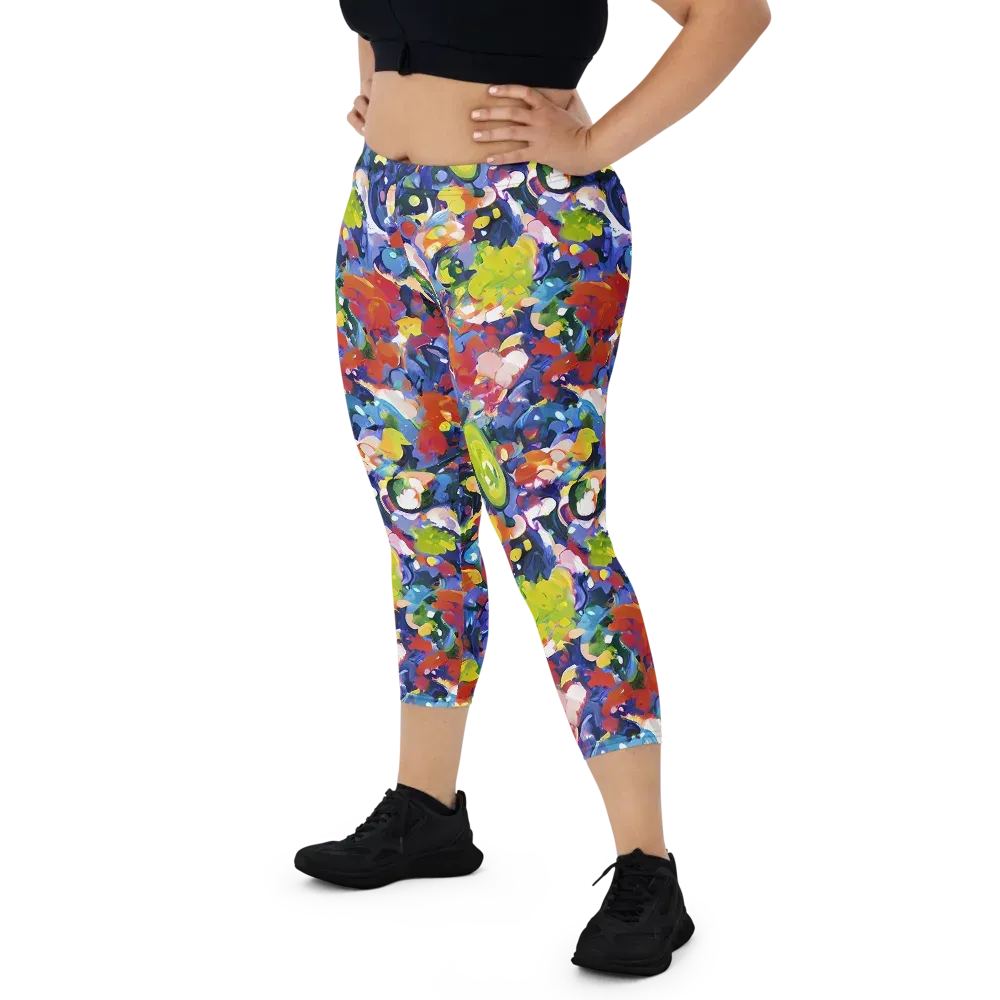 Neon Abstract on Capri Leggings — Front