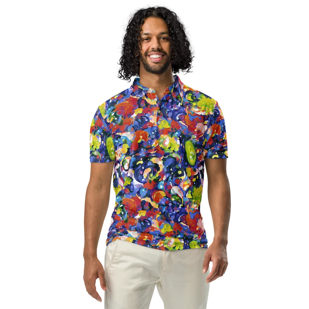 Neon Abstract on Men's Slim Fit Polo Shirt — Front