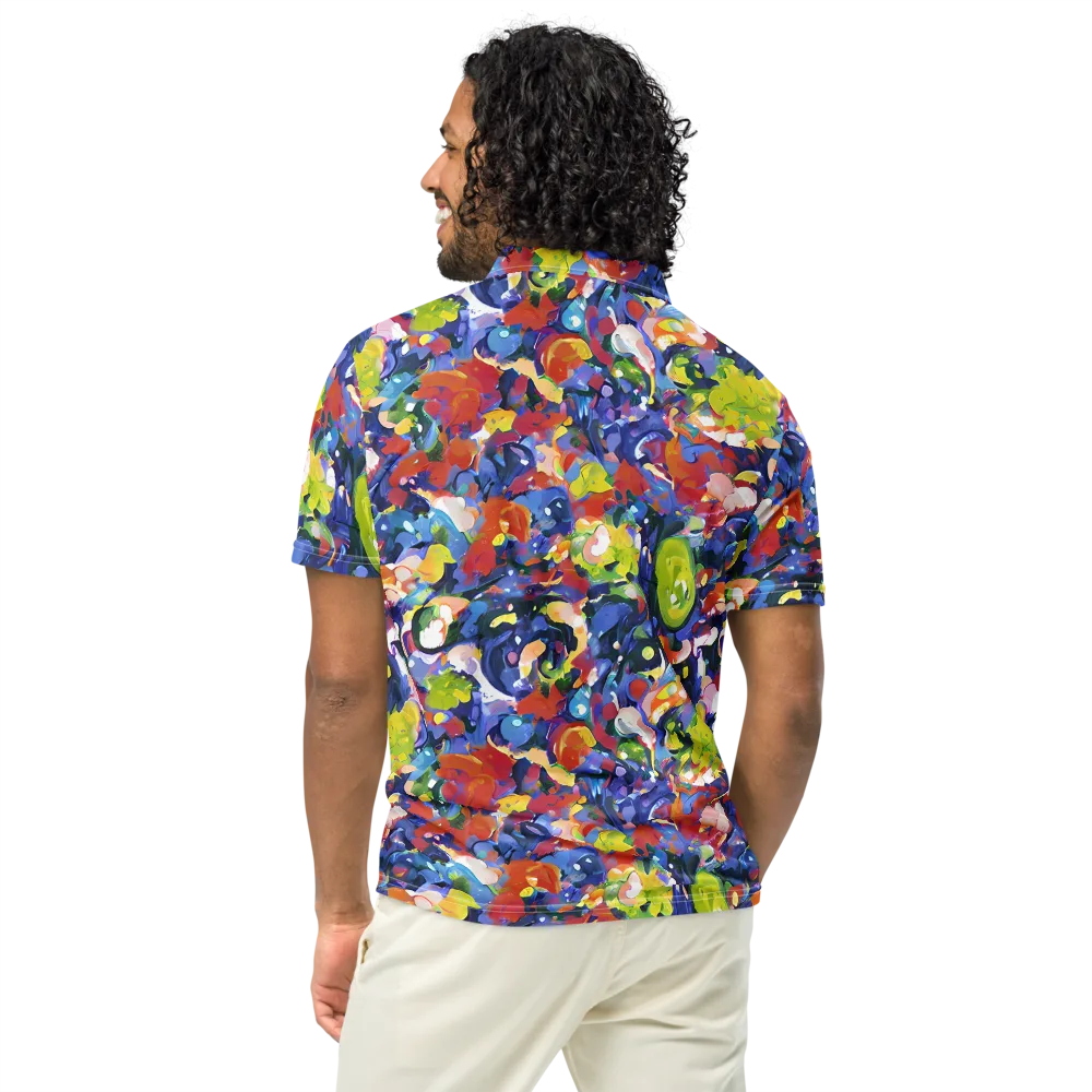 Neon Abstract on Men's Slim Fit Polo Shirt — Back