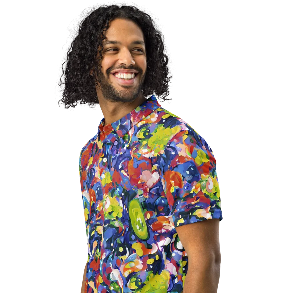 Neon Abstract on Men's Slim Fit Polo Shirt — Left Front