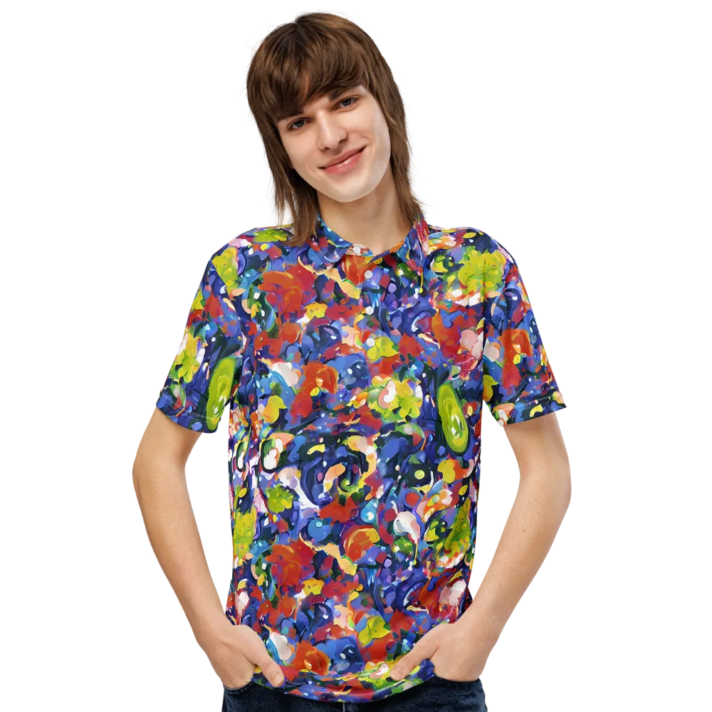 Neon Abstract on Men's Slim Fit Polo Shirt — Front