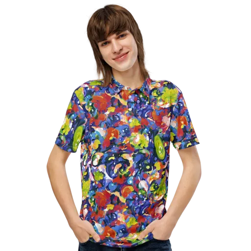 Neon Abstract on a Men's Slim Fit Polo Shirt