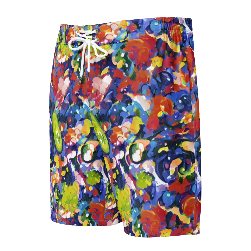 Neon Abstract on Men's Board Shorts — Front