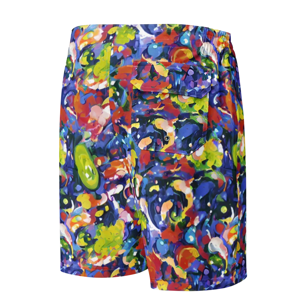 Neon Abstract on Men's Board Shorts — Back