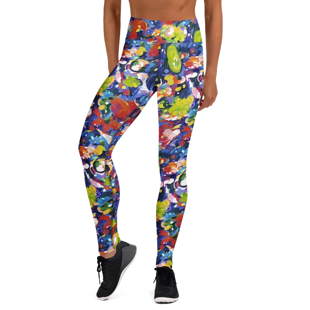 Neon Abstract on Yoga Leggings — Front