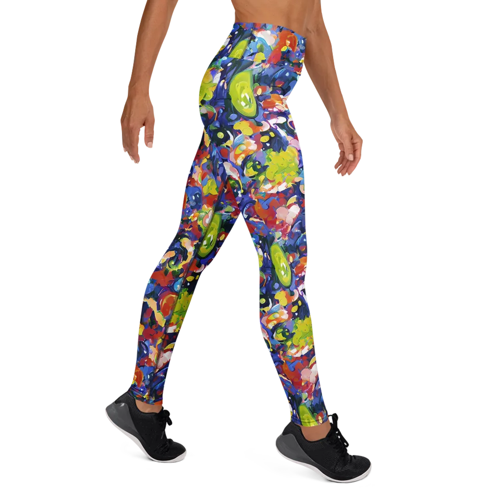 Neon Abstract on Yoga Leggings — Right