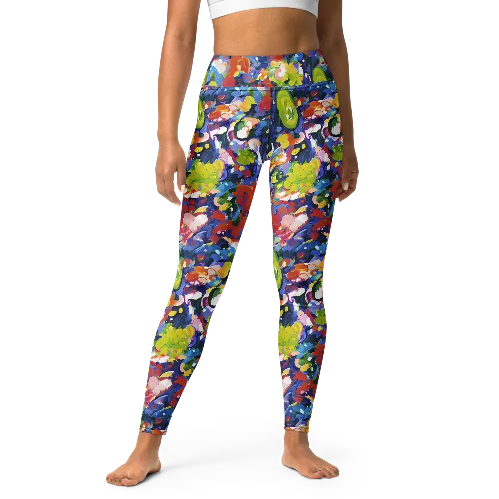Neon Abstract on Yoga Leggings — Front