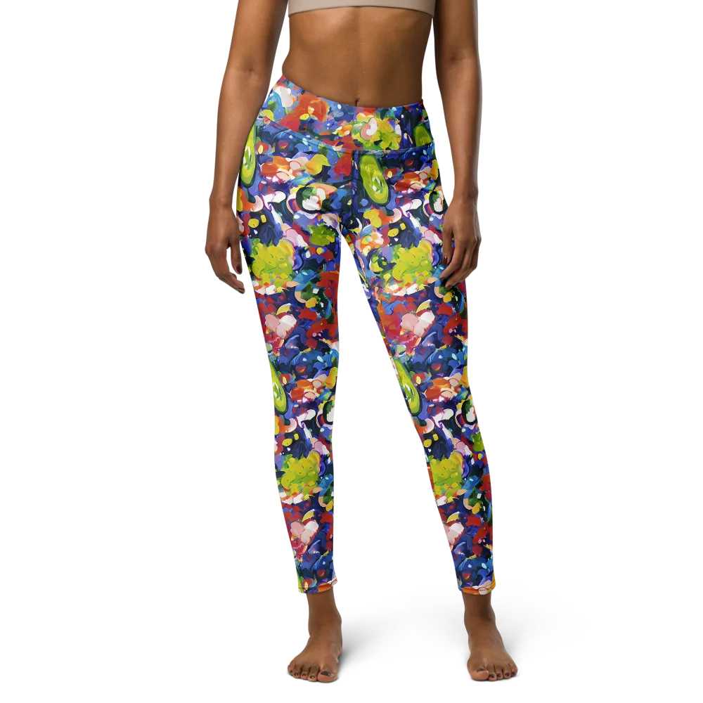 Neon Abstract on Yoga Leggings — Front