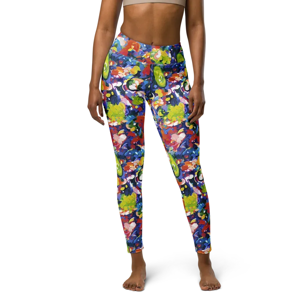 Neon Abstract on Yoga Leggings — Front