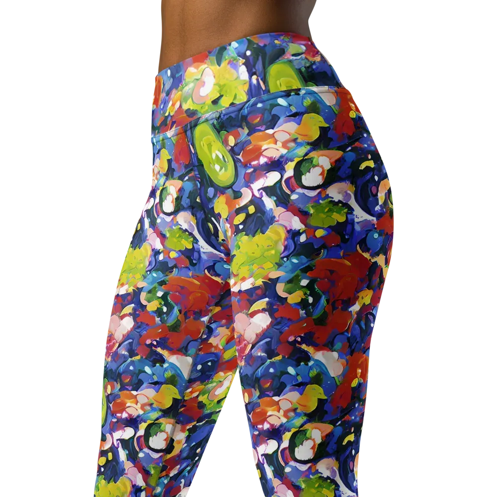 Neon Abstract on Yoga Leggings — Left Front