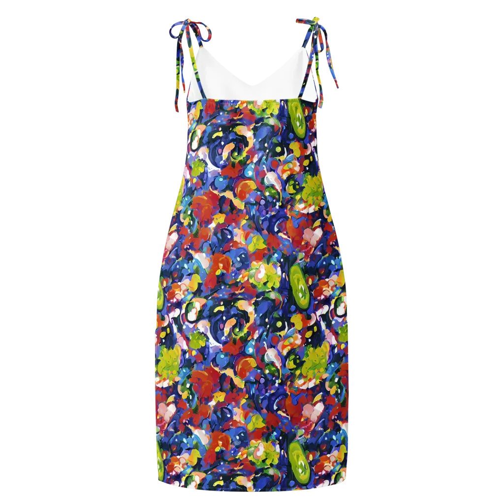 Neon Abstract on Slip Dress — Back