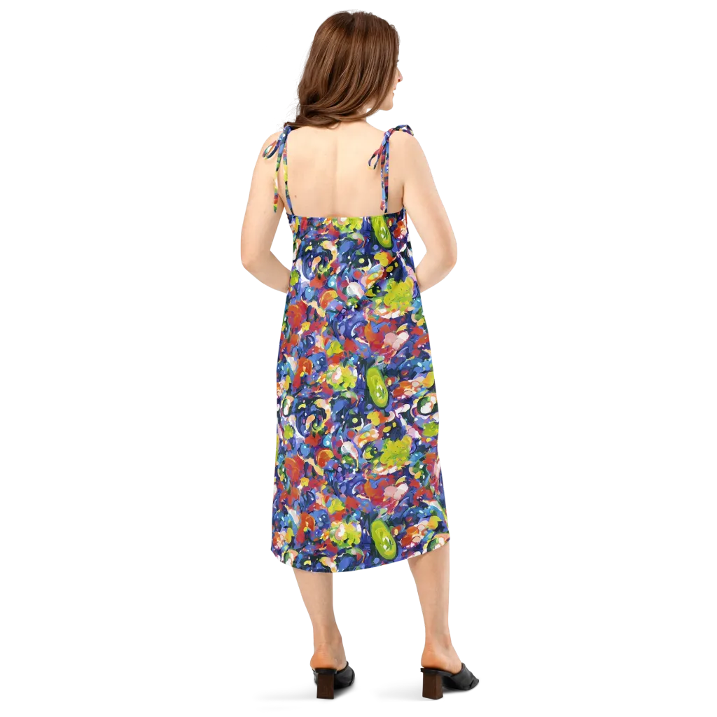 Neon Abstract on Slip Dress — Back